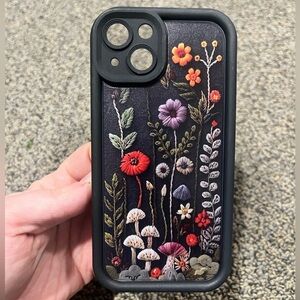 Floral Embroidered (printed) Black iPhone 13 Case